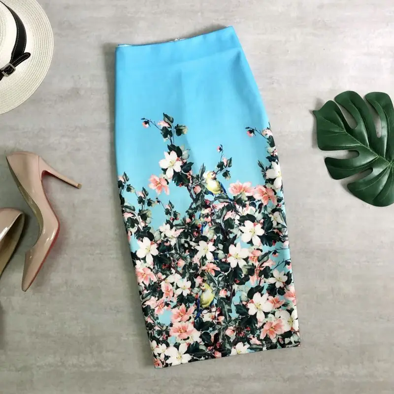 Black Gold Printed Pencil Skirt for Women - Image 4