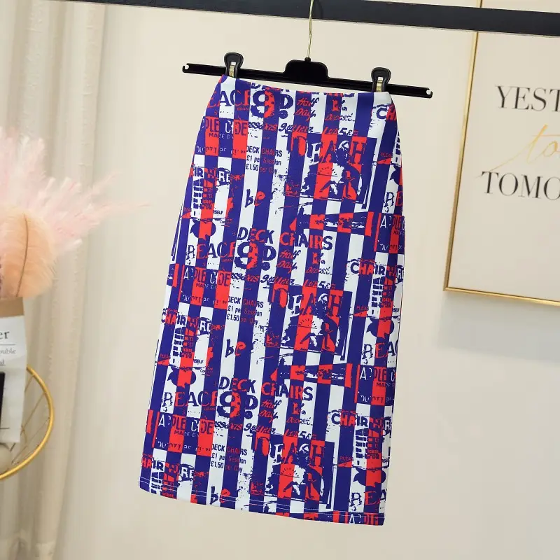 Black Gold Printed Pencil Skirt for Women - Image 9