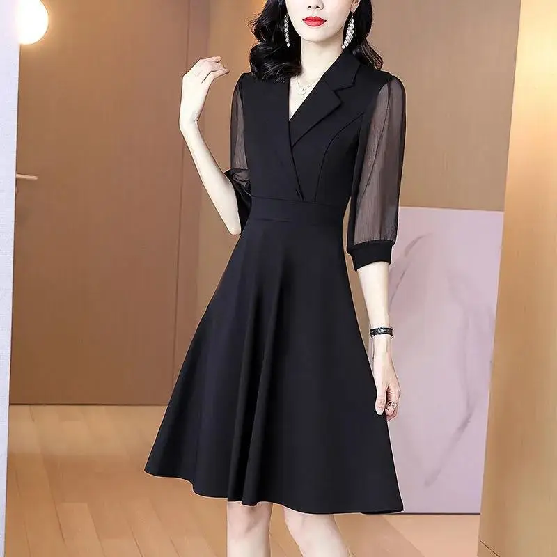 Black Classy Women's Dress 2022 Autumn Winter Slim Fit - Image 9