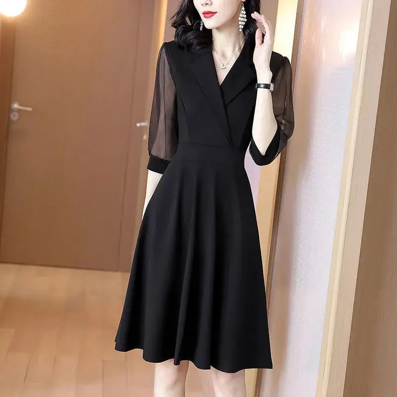 Black Classy Women's Dress 2022 Autumn Winter Slim Fit - Image 10