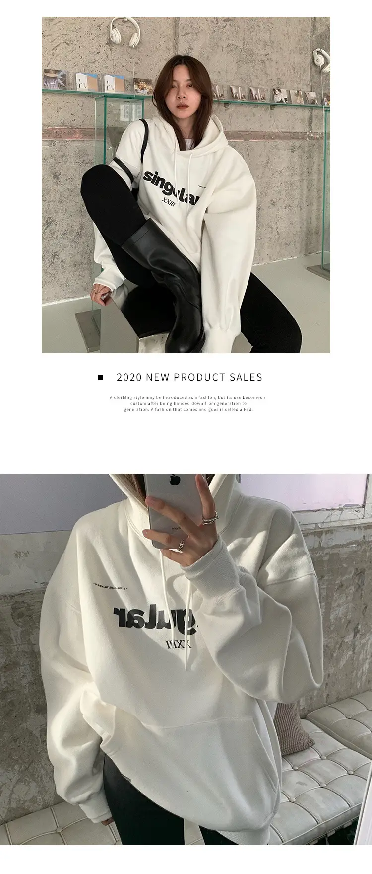 Grey Hooded Sweatshirt Women Fleece Lined Oversize 2023 — feature 11