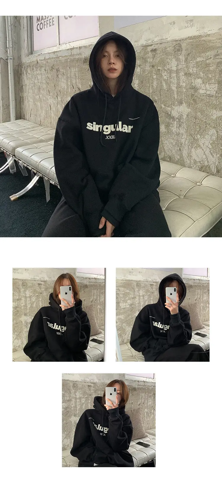 Grey Hooded Sweatshirt Women Fleece Lined Oversize 2023 — feature 9