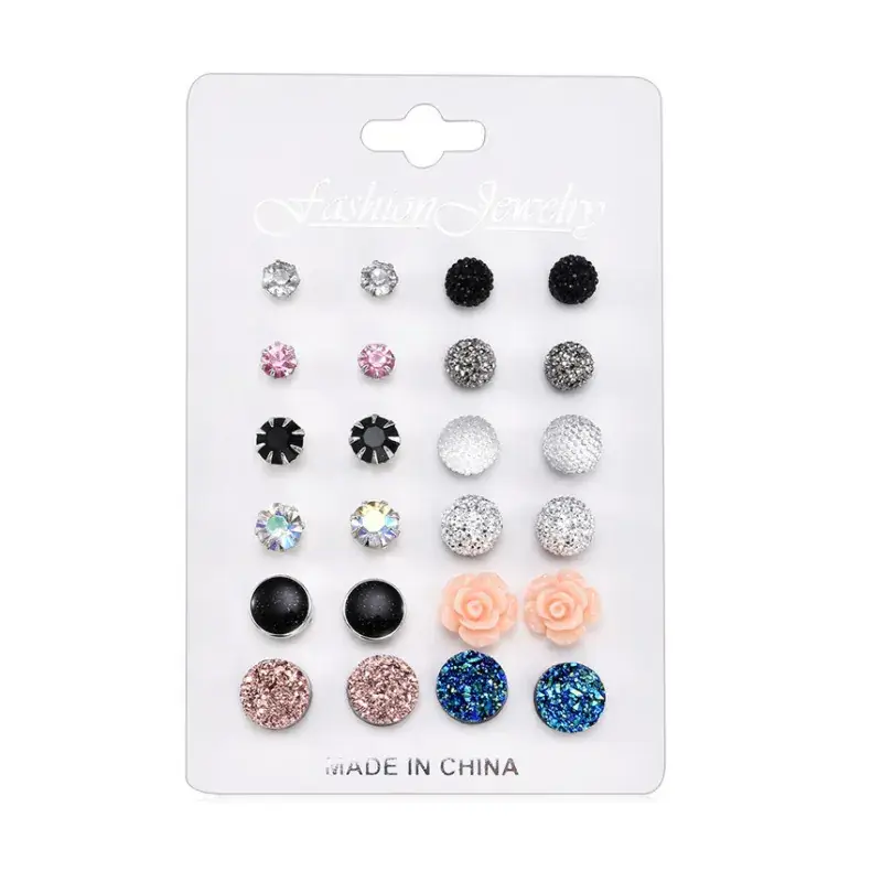 Cross Border Pearl Earrings Set 6 Pieces Gold - Image 4