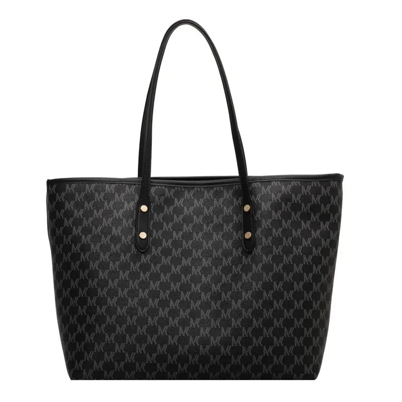 Black Textured Shoulder Bag for Women Large Capacity Commuter - Image 8