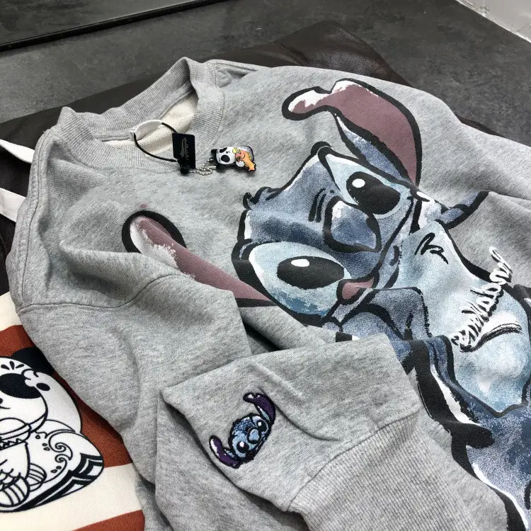 2026 Cotton Cartoon Pullover Sweatshirt Grey Unisex