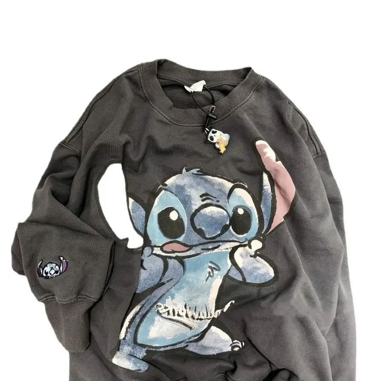 2026 Cotton Cartoon Pullover Sweatshirt Grey Unisex