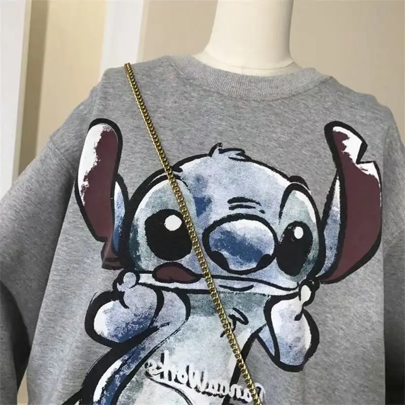 2026 Women's Grey Cartoon Hoodless Sweatshirt Long Sleeve Korean Style - Image 7