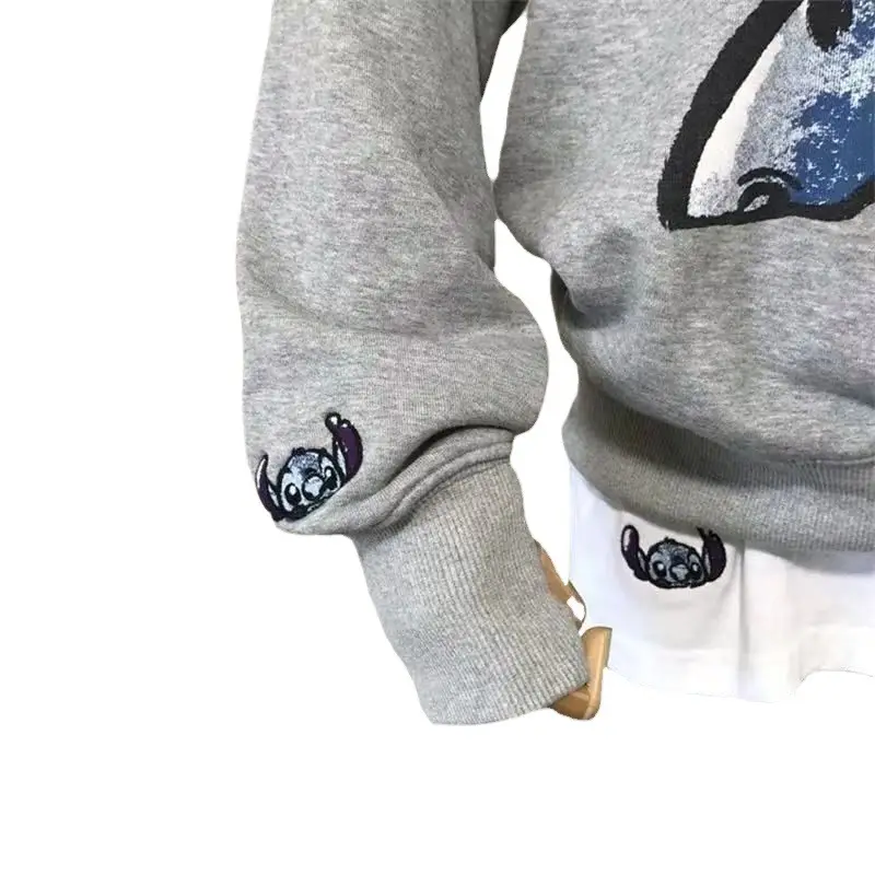 2026 Women's Grey Cartoon Hoodless Sweatshirt Long Sleeve Korean Style - Image 8