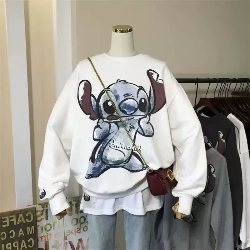 2026 Women's Grey Cartoon Hoodless Sweatshirt Long Sleeve Korean Style — feature 27