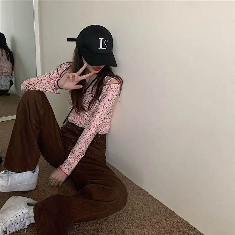 Autumn Brown High Waist Straight Trousers for Women - Image 8