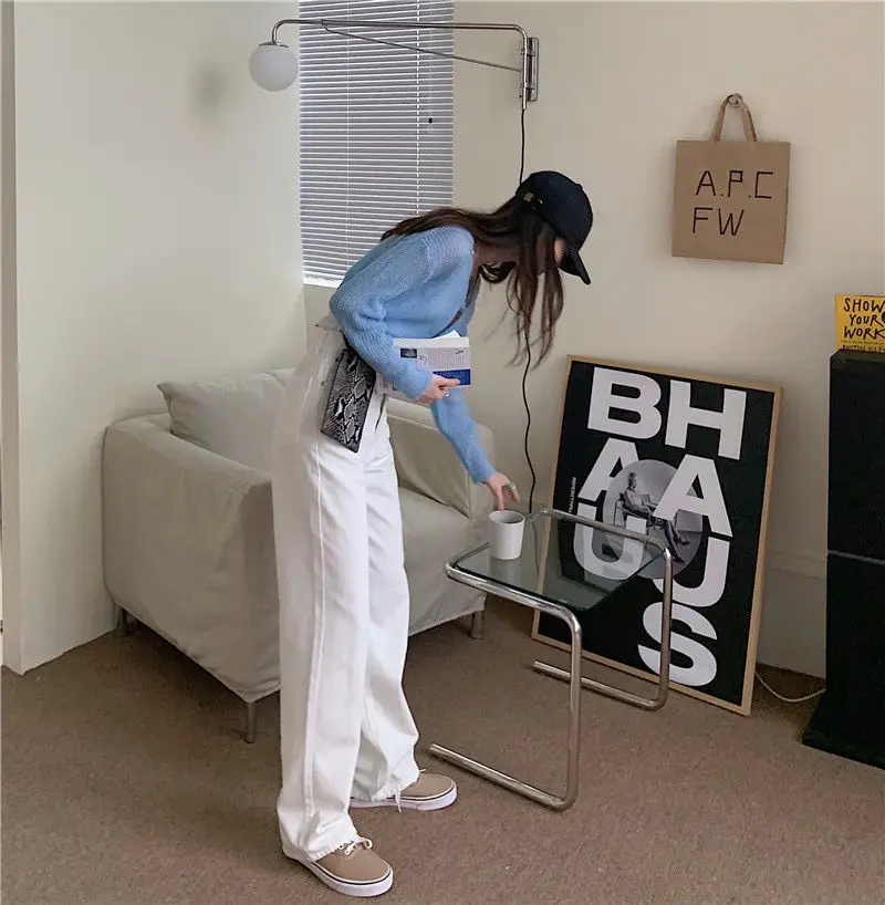 Autumn Brown High Waist Straight Trousers for Women — feature 14