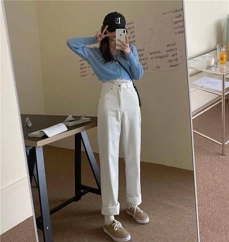 Autumn Brown High Waist Straight Trousers for Women — feature 15