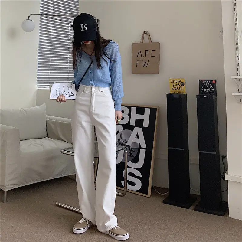 Autumn Brown High Waist Straight Trousers for Women — feature 20