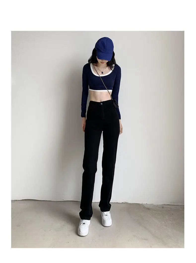 Autumn Brown High Waist Straight Trousers for Women — feature 22