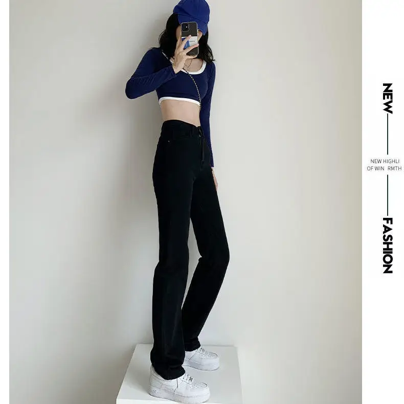 Autumn Brown High Waist Straight Trousers for Women — feature 25