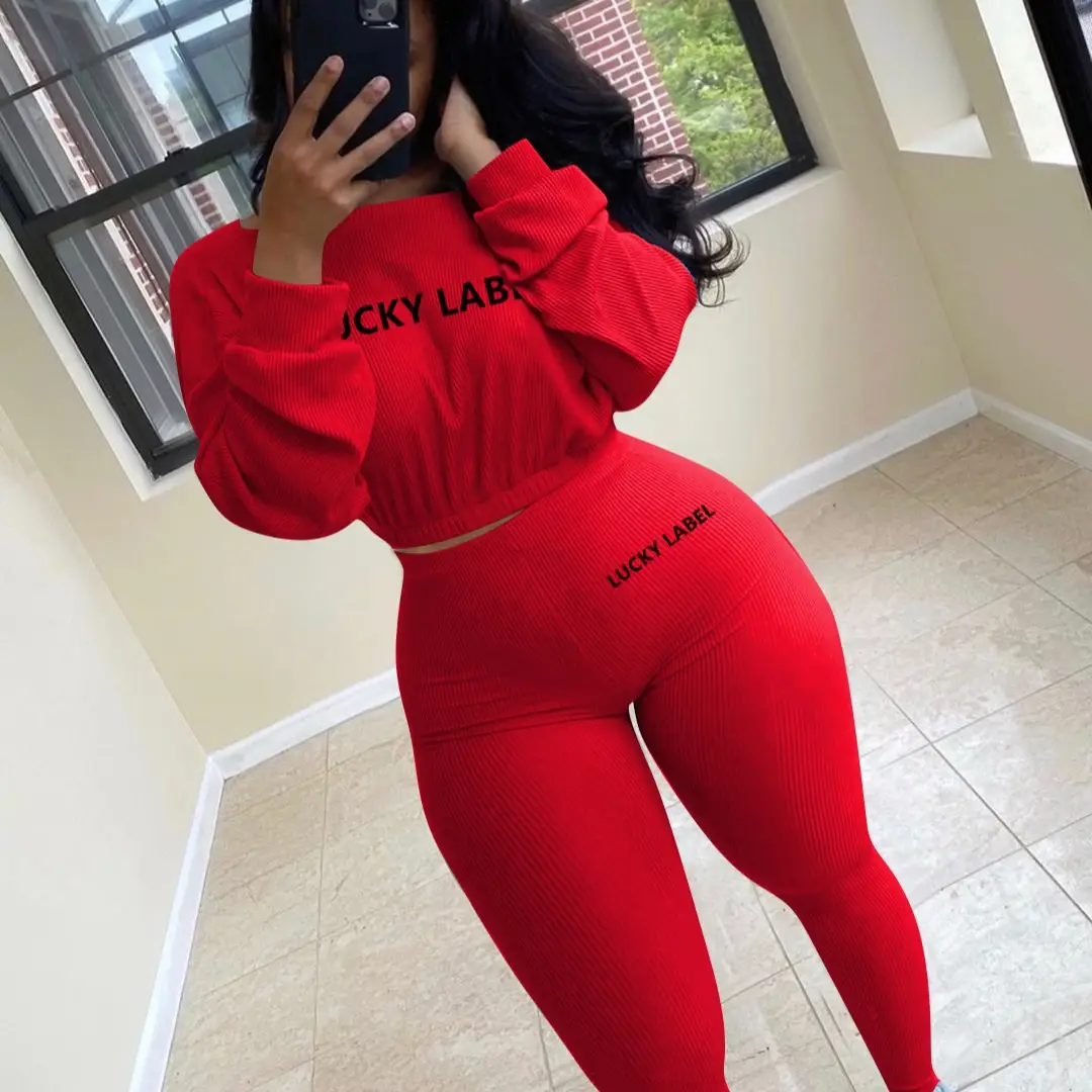Women's Black Sweatpants Set with Letter Embroidery - Image 9