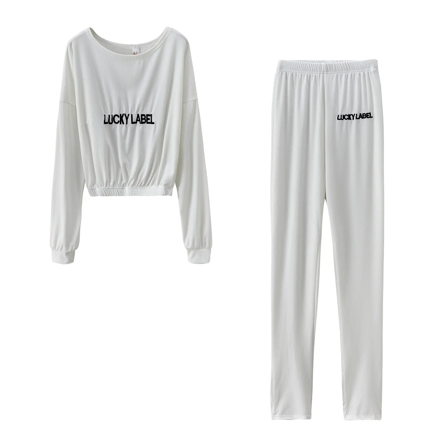 Women's Black Sweatpants Set with Letter Embroidery — feature 24