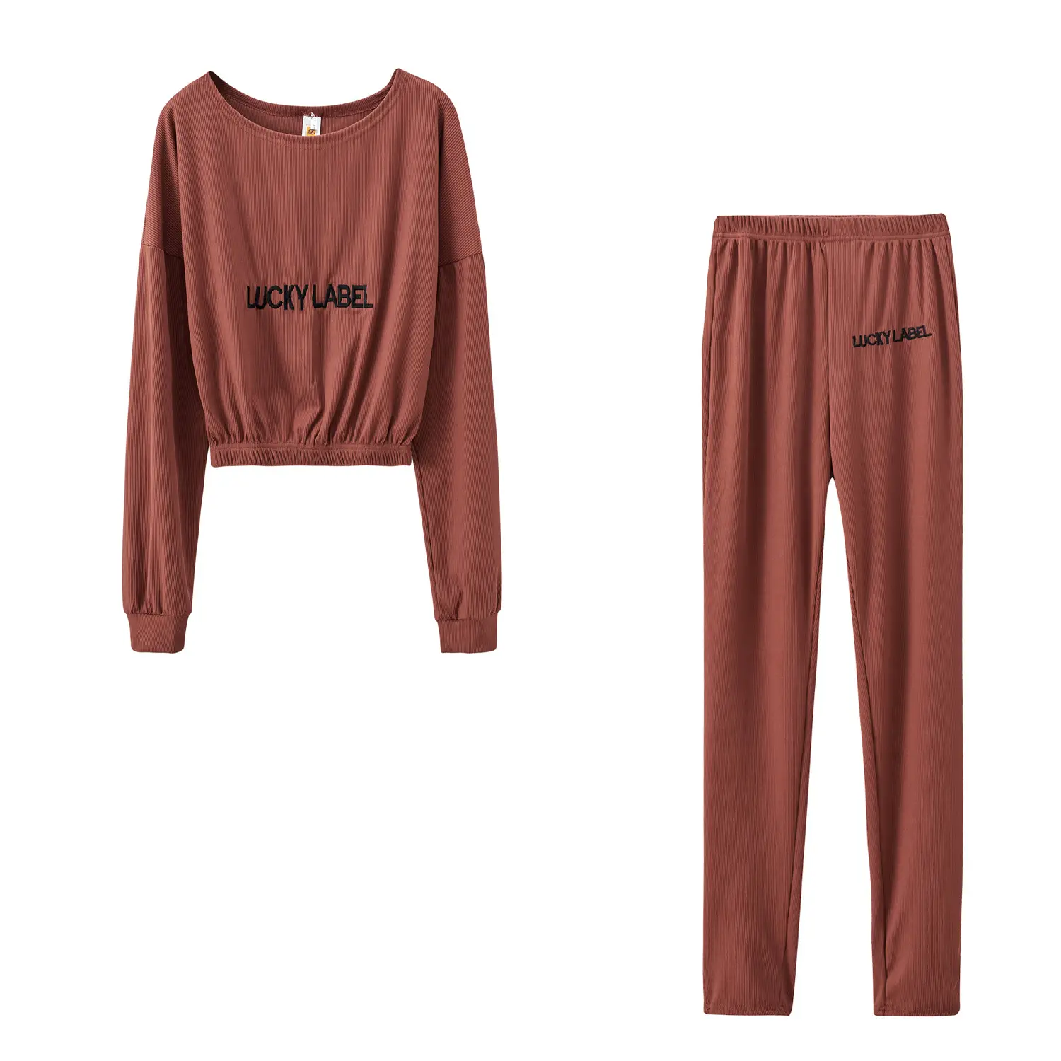 Women's Black Sweatpants Set with Letter Embroidery — feature 25