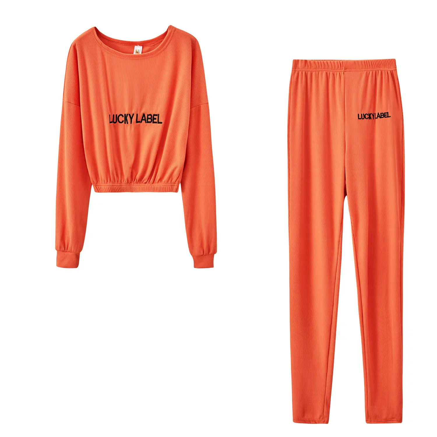 Women's Black Sweatpants Set with Letter Embroidery — feature 26