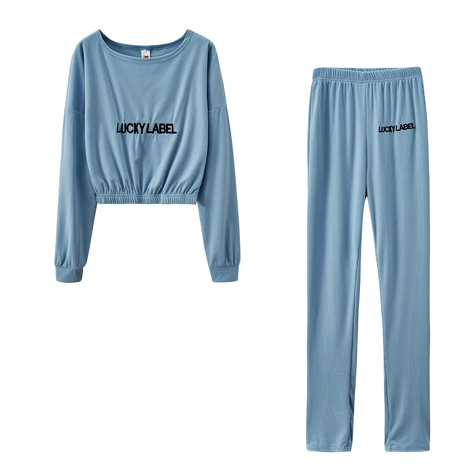 Women's Black Sweatpants Set with Letter Embroidery — feature 28