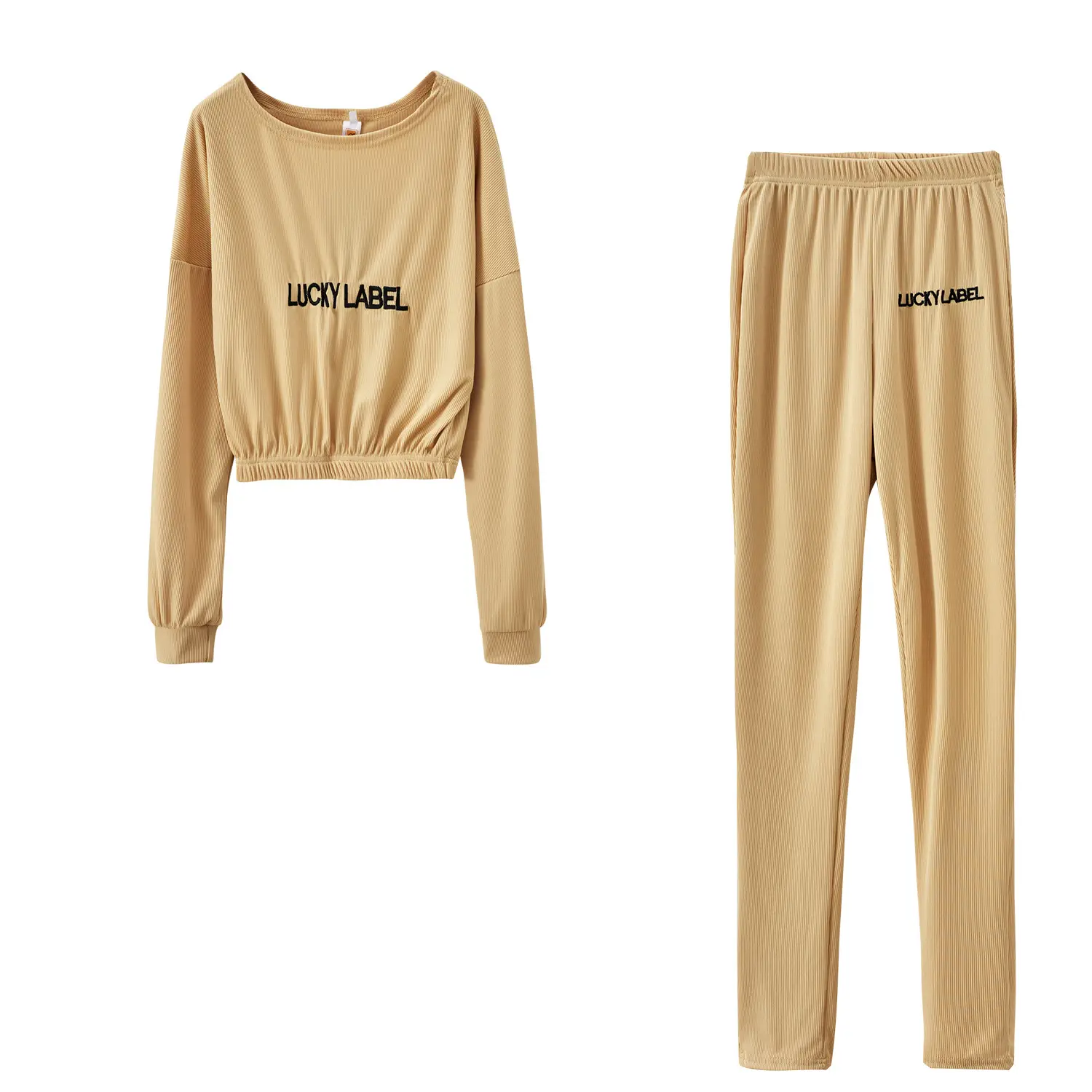 Women's Black Sweatpants Set with Letter Embroidery — feature 32