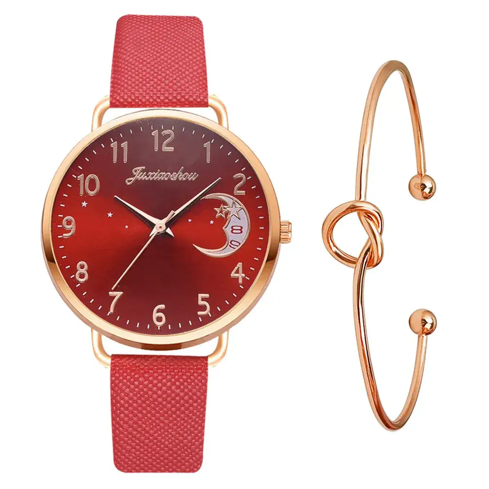 Women's Mei Gold Moon Watch with Light Blue Strap