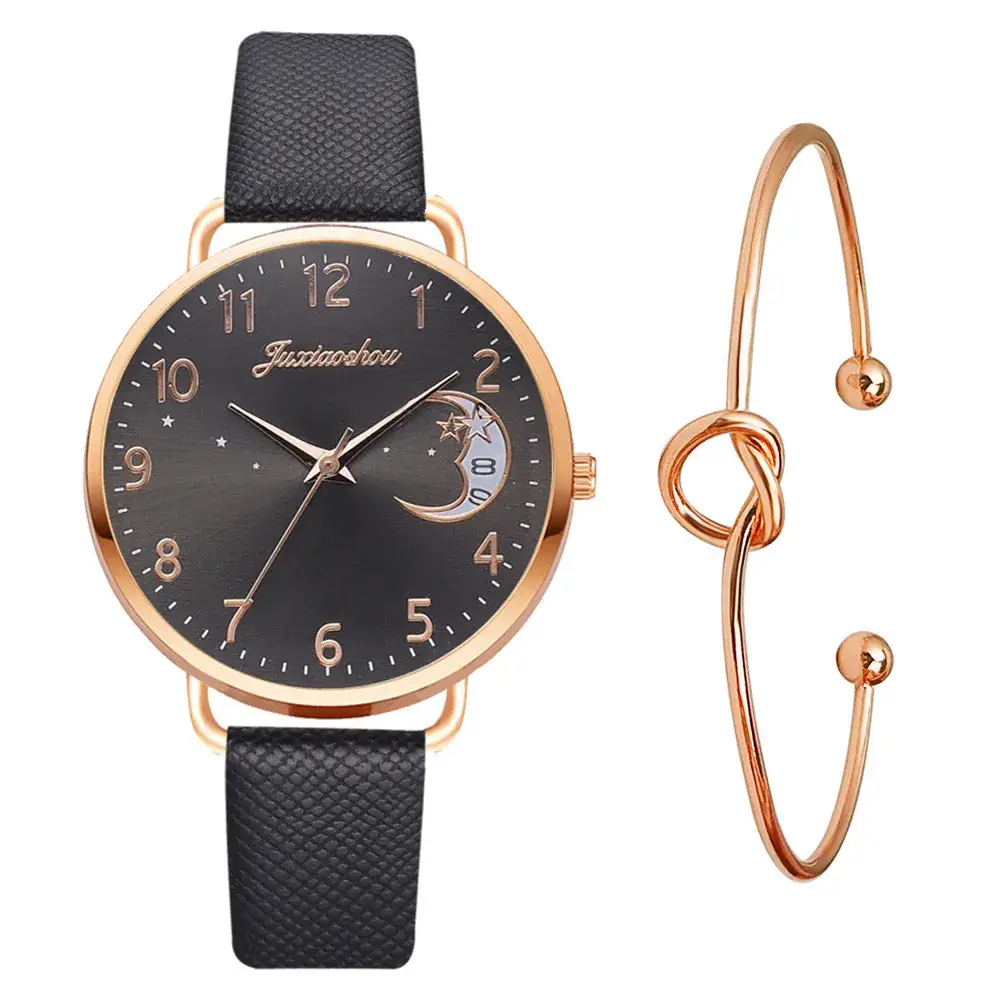 Women's Mei Gold Moon Watch with Light Blue Strap