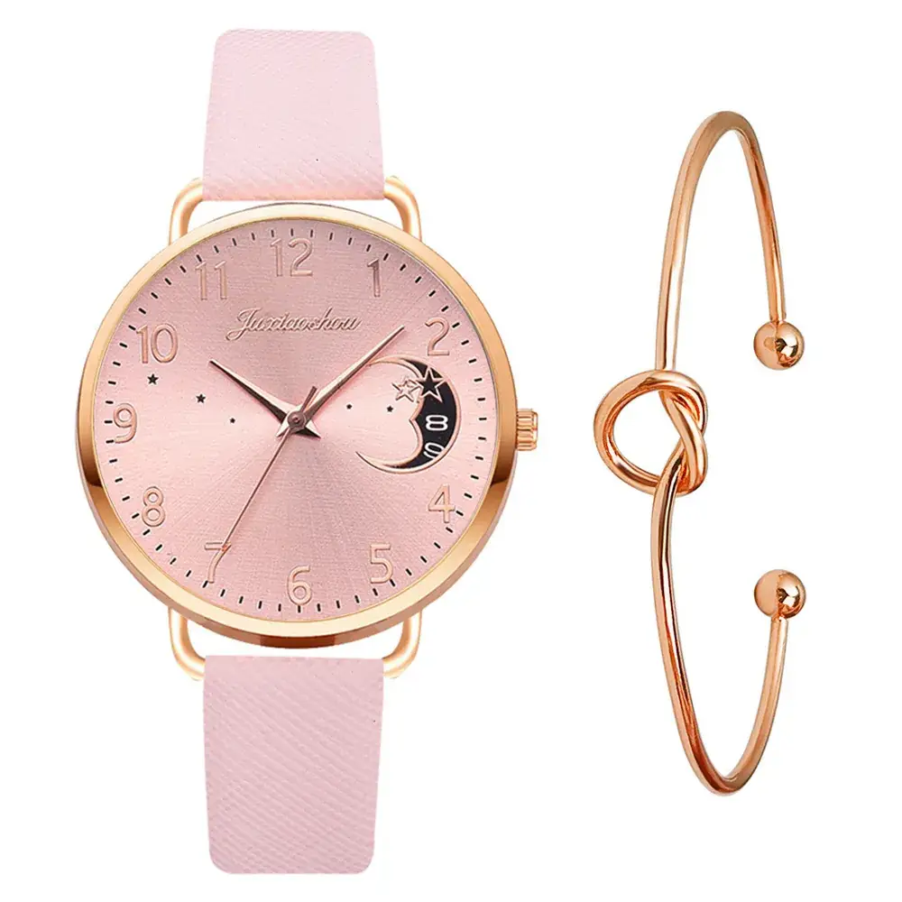 Women's Mei Gold Moon Watch with Light Blue Strap