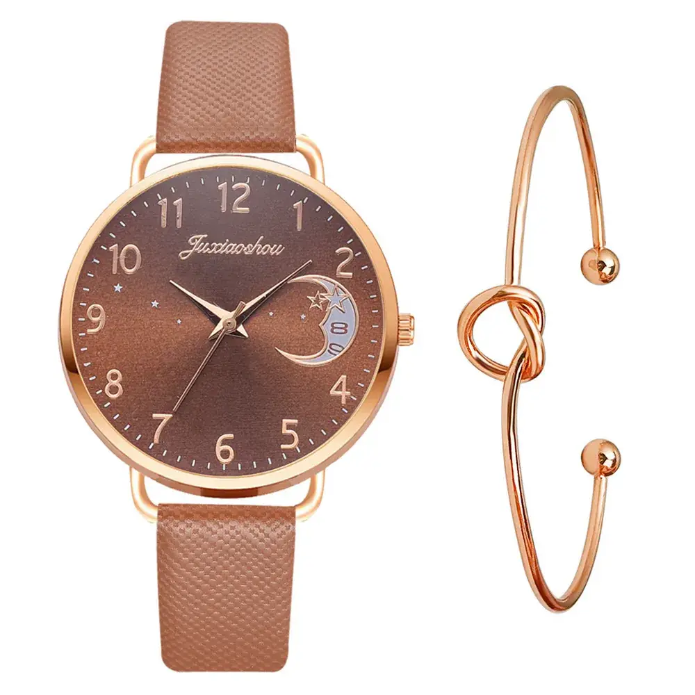 Women's Mei Gold Moon Watch with Light Blue Strap