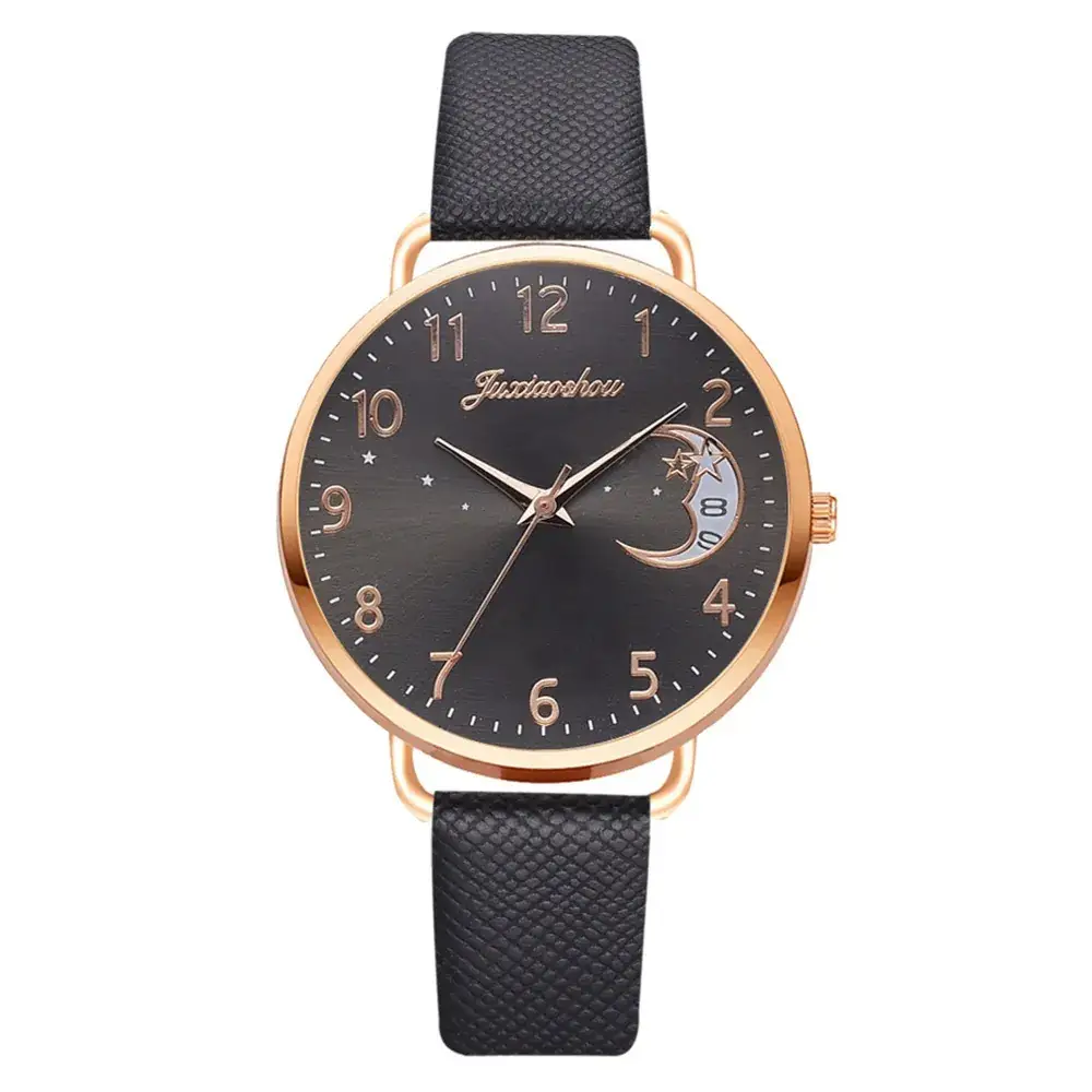 Women's Mei Gold Moon Watch with Light Blue Strap
