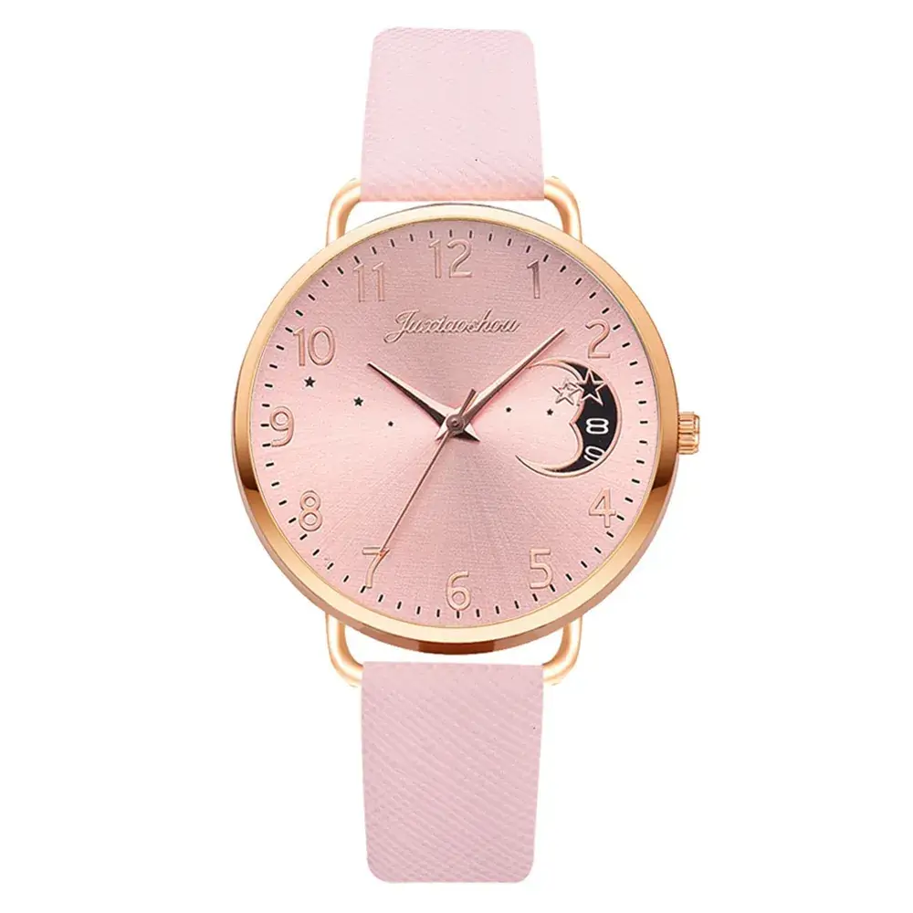 Women's Mei Gold Moon Watch with Light Blue Strap