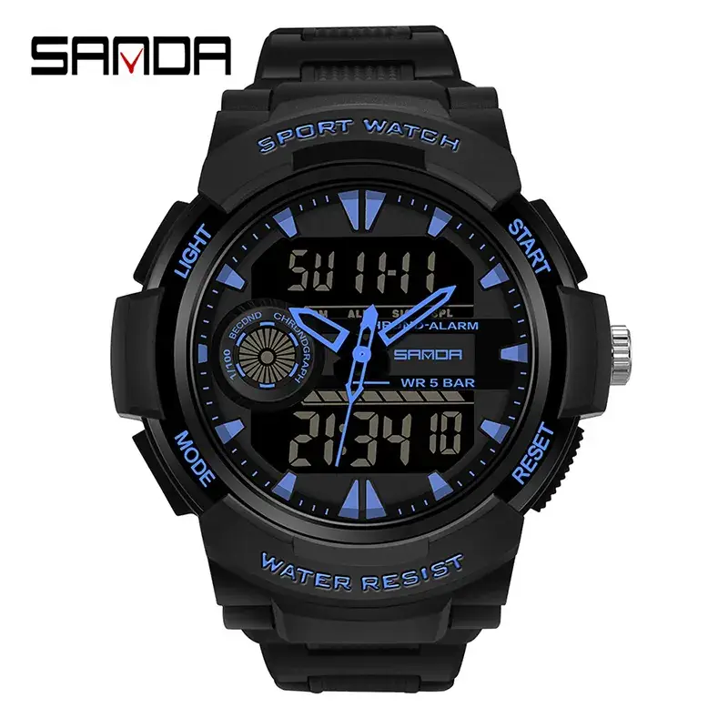 Sanda Digital Single Display Watch Black Waterproof Sports Wear - Image 11