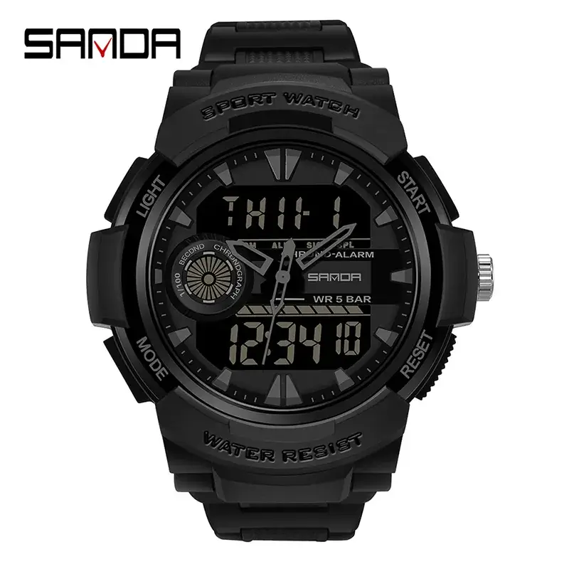 Sanda Digital Single Display Watch Black Waterproof Sports Wear - Image 6