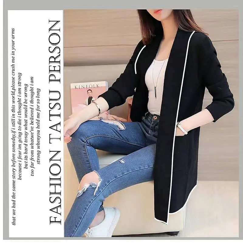 2026 Winter Women's Black Mid-Length Cardigan Jacket — feature 10