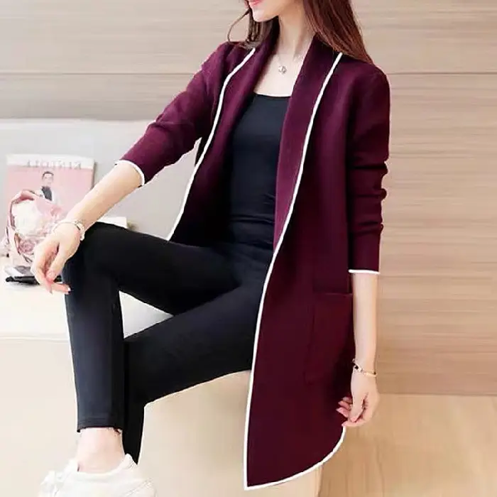2026 Winter Women's Black Mid-Length Cardigan Jacket