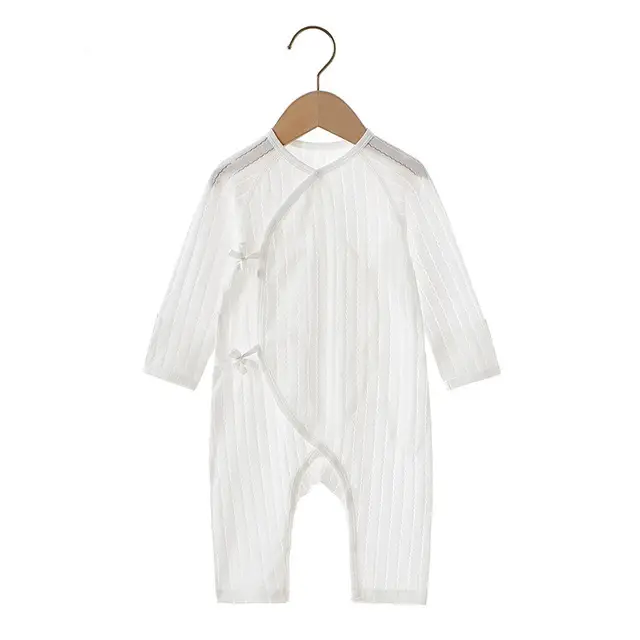 White Long Sleeve Baby Romper Anti-Mosquito Jumpsuit - Image 2