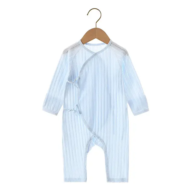 White Long Sleeve Baby Romper Anti-Mosquito Jumpsuit - Image 3