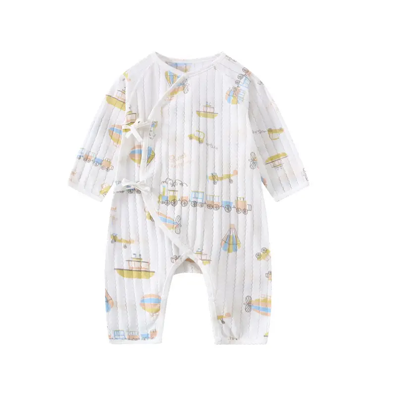White Long Sleeve Baby Romper Anti-Mosquito Jumpsuit - Image 4