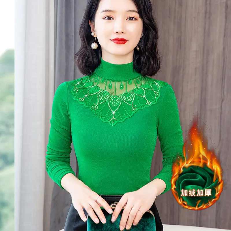 Red Lace Fleece Shirt for Women 2025 Winter Warm - Image 18