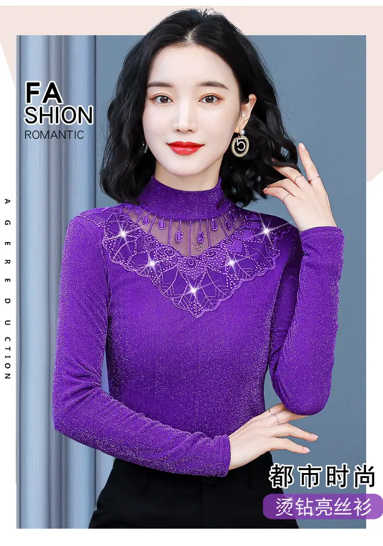 Red Lace Fleece Shirt for Women 2025 Winter Warm — feature 1