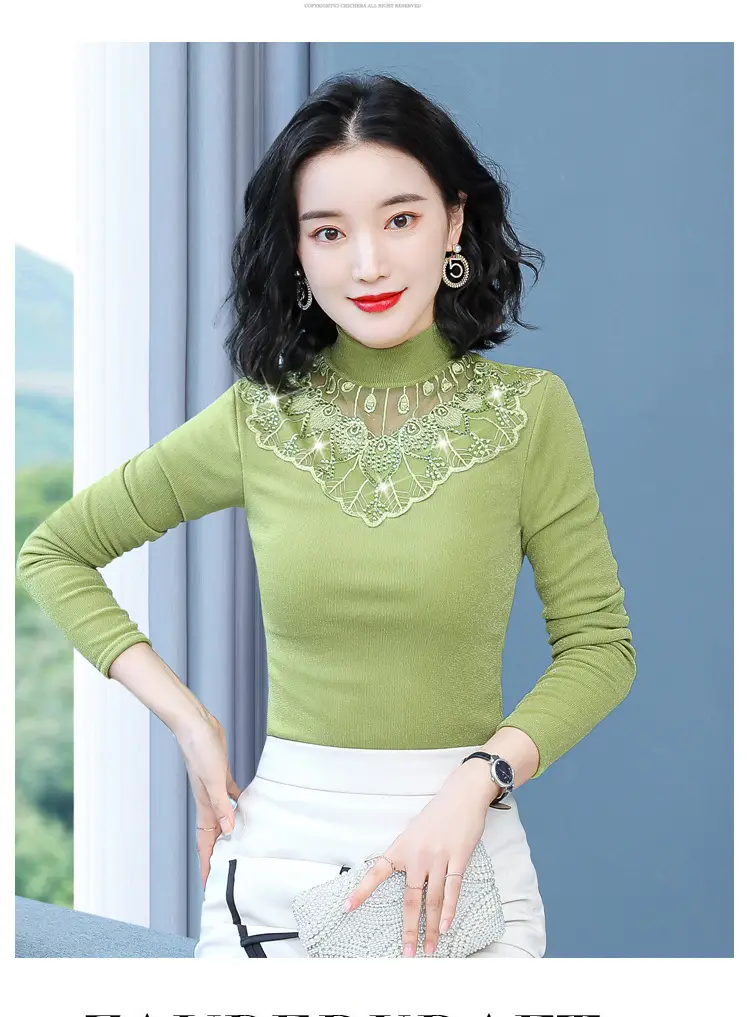 Red Lace Fleece Shirt for Women 2025 Winter Warm — feature 12