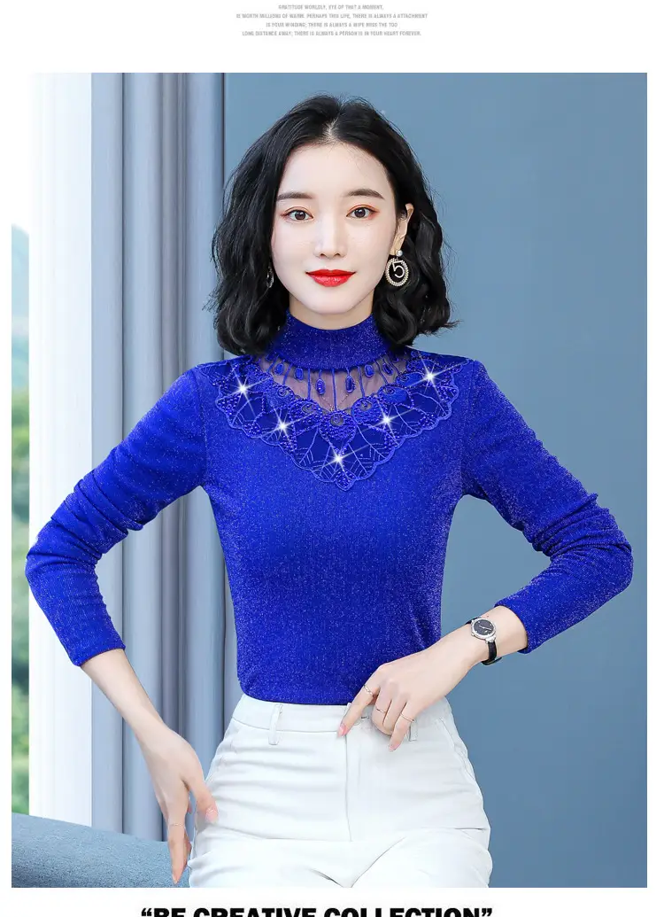 Red Lace Fleece Shirt for Women 2025 Winter Warm — feature 14