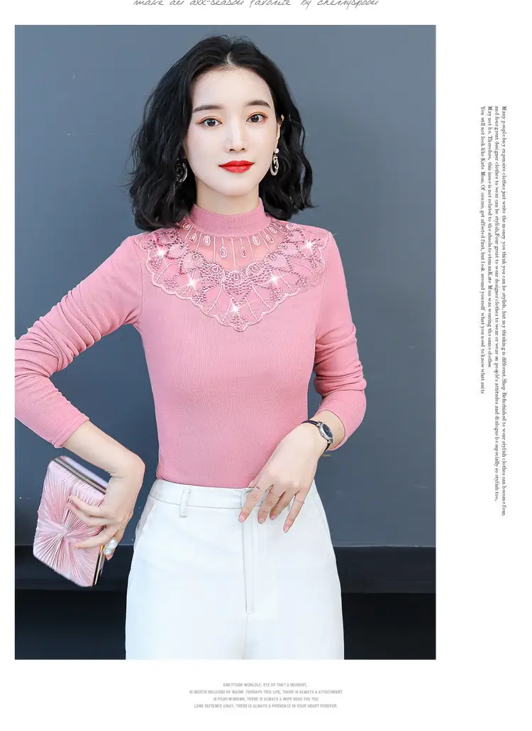 Red Lace Fleece Shirt for Women 2025 Winter Warm — feature 15