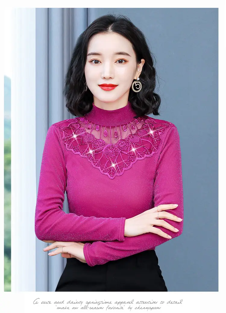 Red Lace Fleece Shirt for Women 2025 Winter Warm — feature 22