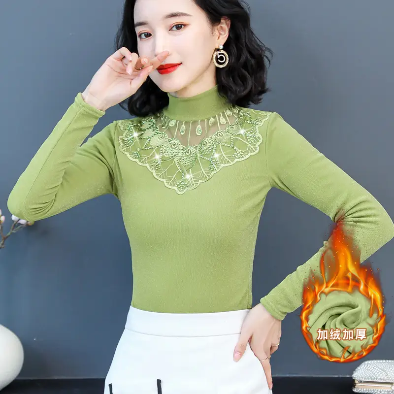 Red Lace Fleece Shirt for Women 2025 Winter Warm - Image 14