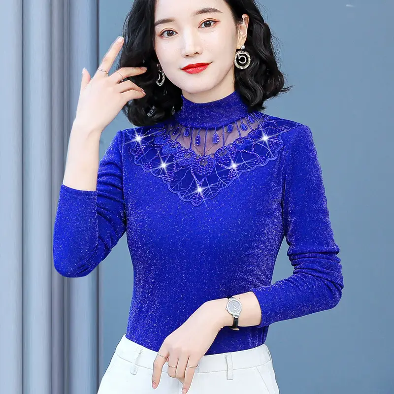 Red Lace Fleece Shirt for Women 2025 Winter Warm - Image 5