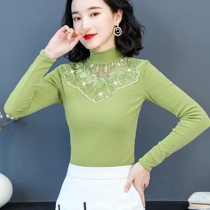 Red Lace Fleece Shirt for Women 2025 Winter Warm - Image 6
