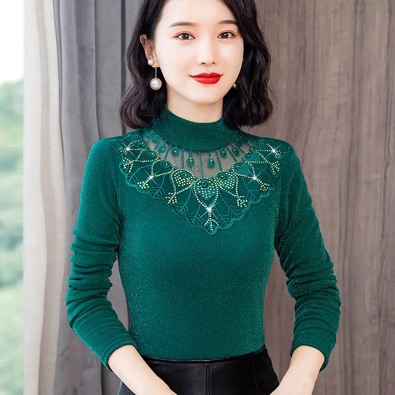 Red Lace Fleece Shirt for Women 2025 Winter Warm - Image 7