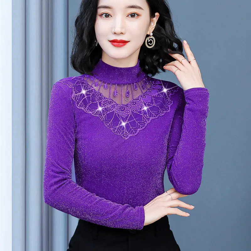 Red Lace Fleece Shirt for Women 2025 Winter Warm - Image 8