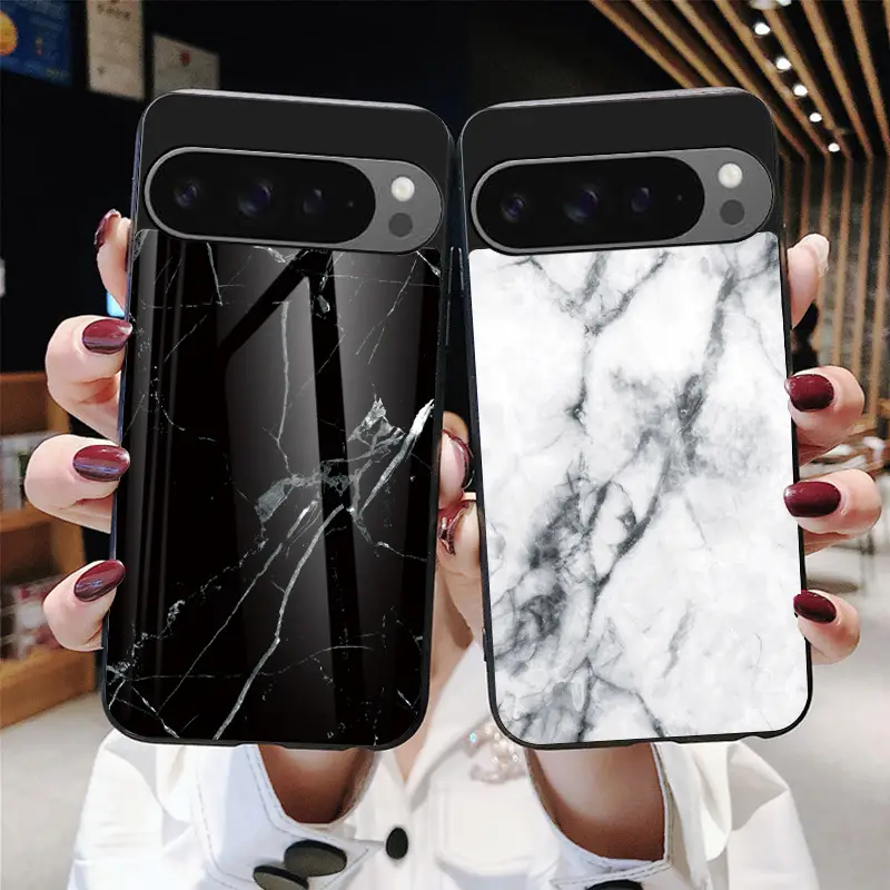 Marble Glass Pixel Phone Case Black Red - Image 10